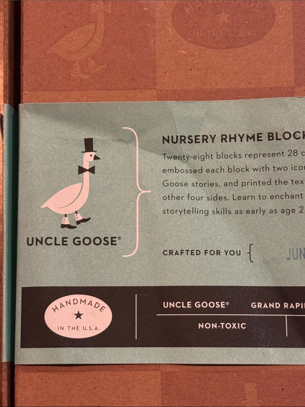 NWT Uncle Goose 28 Nursery Rhyme Wood Embossed Blocks 2+ Handmade Non-Toxic